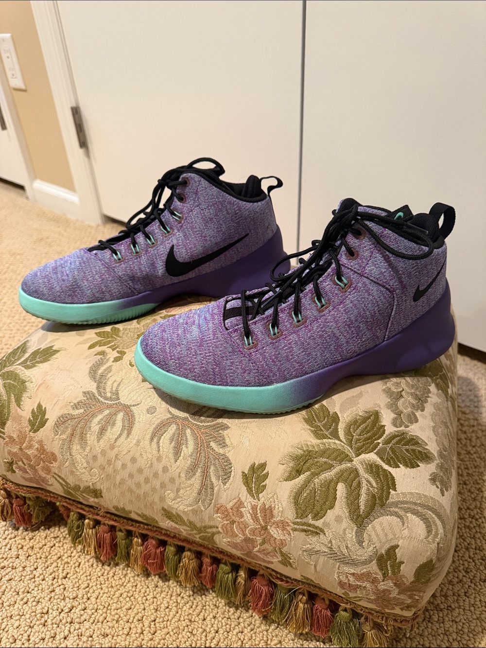 Nike HyperFr3sh Youth Purple & Teal High-Top Sneakers